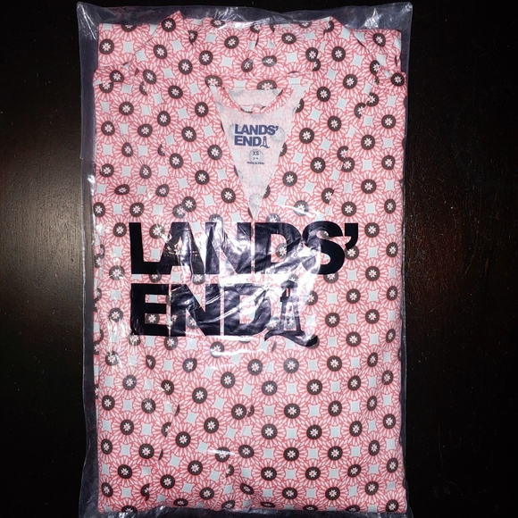 Lands' End Women's Supima Cotton Long Robe Light Pink Blush polka dot Size XS - Picture 4 of 5